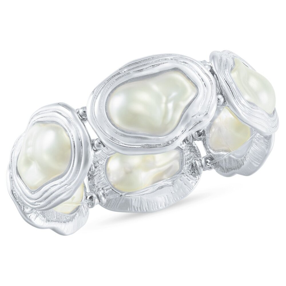 I.n.c. International Concepts Silver-Tone Mother-of-Pearl Stretch Bracelet - Picture 1 of 2